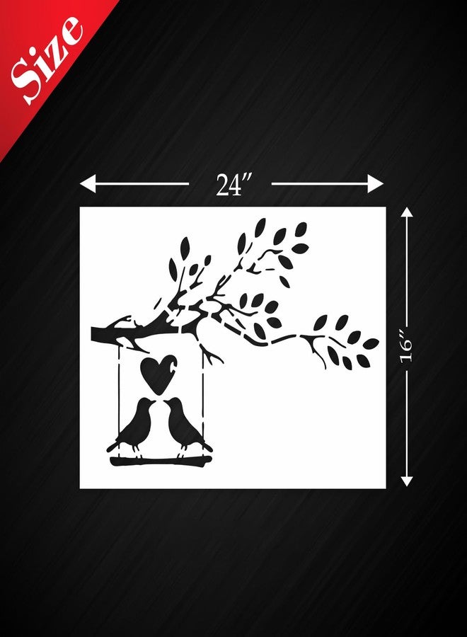StenCart Stencil for Wall Painting Home Love Birds Reusable Wall Stencil Design for Wall Decoration(16inch x 24inch)-DIY Reusable Design Suitable for Home & Office (Pack of 1) - Image 2